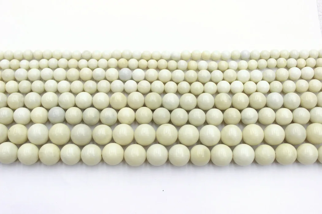 Natural Ivory Jade Stone Round Loose Beads Strand 6/8/10/12MM For Jewelry DIY Making Necklace Bracelet