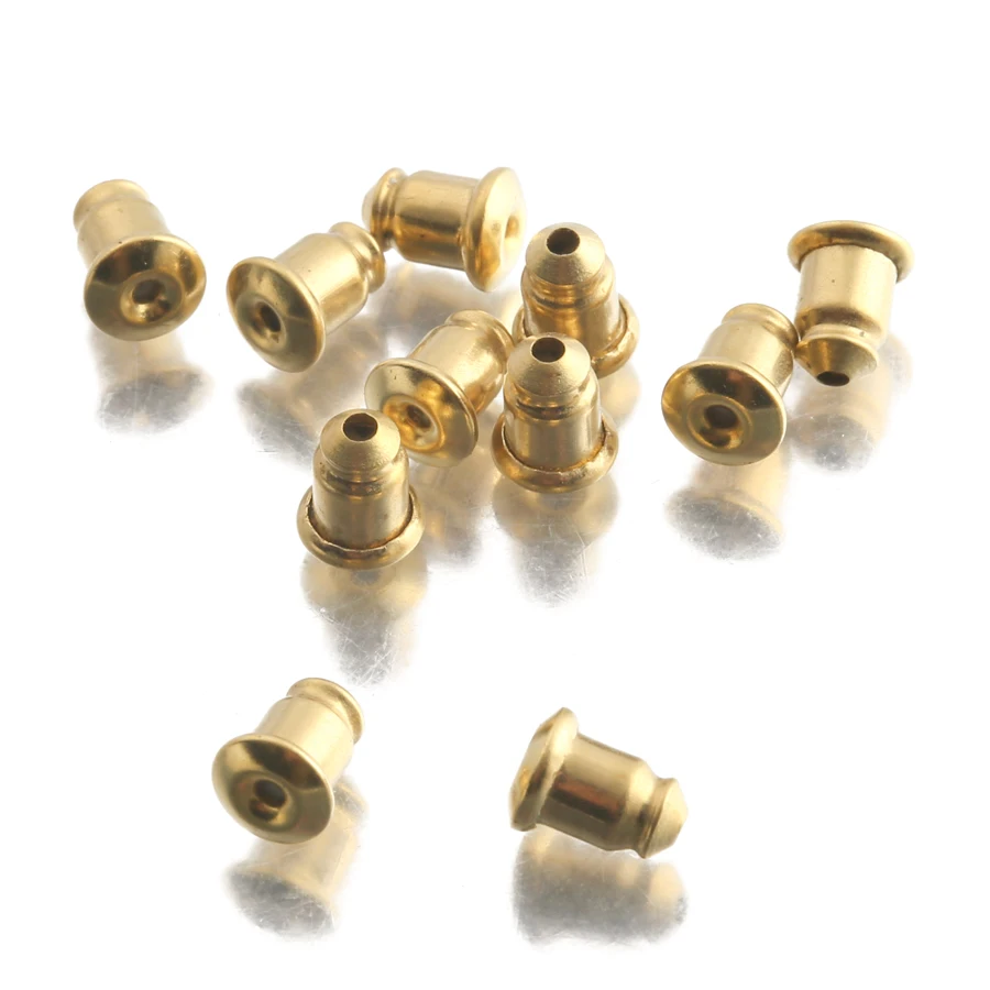 100Pcs/Lot Raw Brass Earring Back Stoppers Rubber Ear Nuts Clutch Stud Plug For Diy Jewelry Earrings Findings Supplies Wholesale