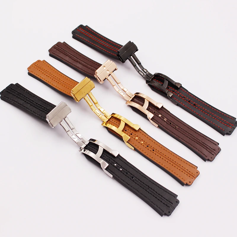 Watch Accessories 22mm Folding Buckle For Hublot Premium Leather Strap 25 * 19mm Men & Women Silicone Sports Fusion Logo Strap