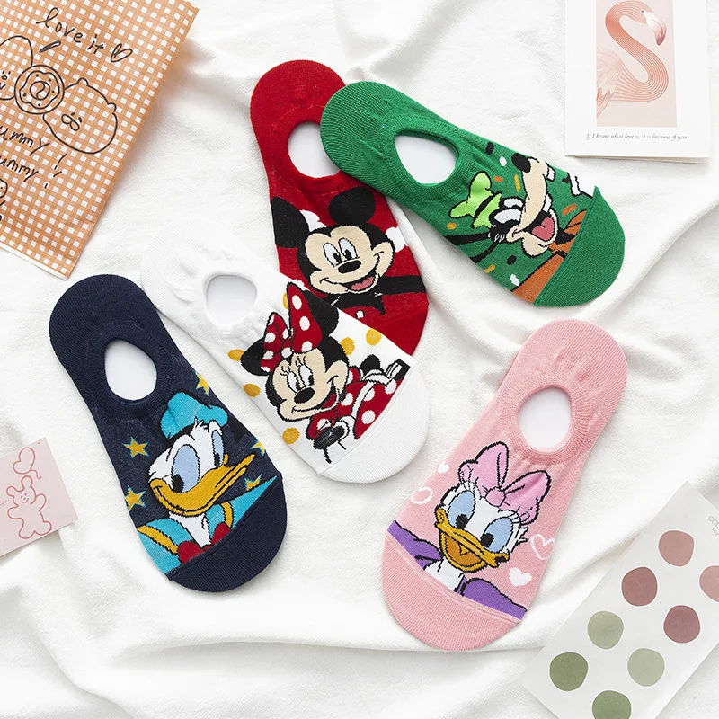 Disney Girl\'s Socks Minnie Mickey Invisible Ankle Socks Donald Duck Cotton Women\'s Socks Summer Autumn Girl Socks for Children