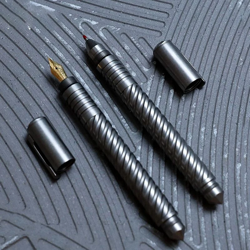 Titanium Alloy Fountain Pen Gel Pen 2 in 1 Interchangeable Multifunctional Tactical Pen Self-defense