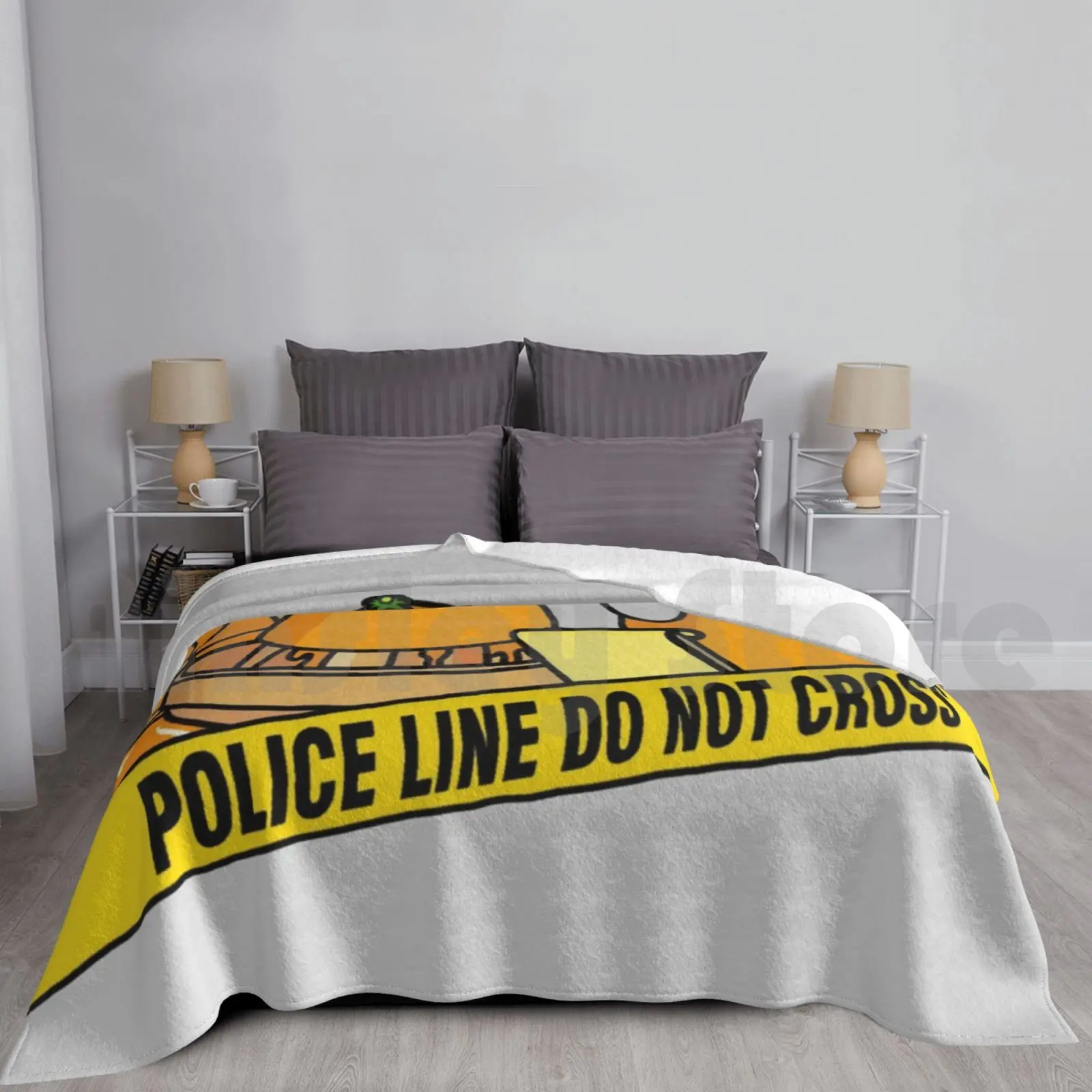 

Pulprit On The Loose Blanket For Sofa Bed Travel Orange Police Cute Crime Crime Scene Cooking Juice Law Orange