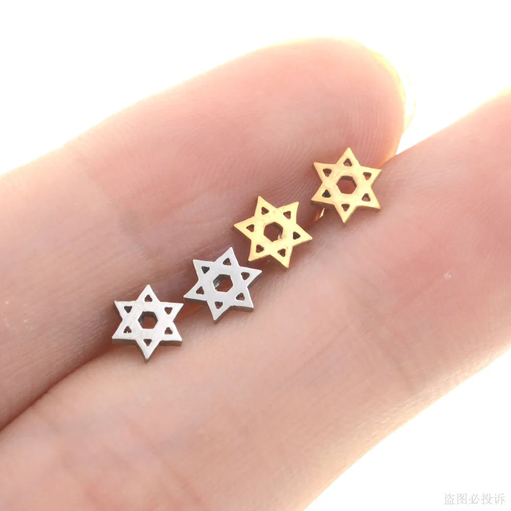 2Pcs 1.0x6mm 20G Hot Rabbit Star Auricle Piercing Stud Earrings Stainless Steel Tragus Helix Piercing Bar Ball Conch Ear Jewelry