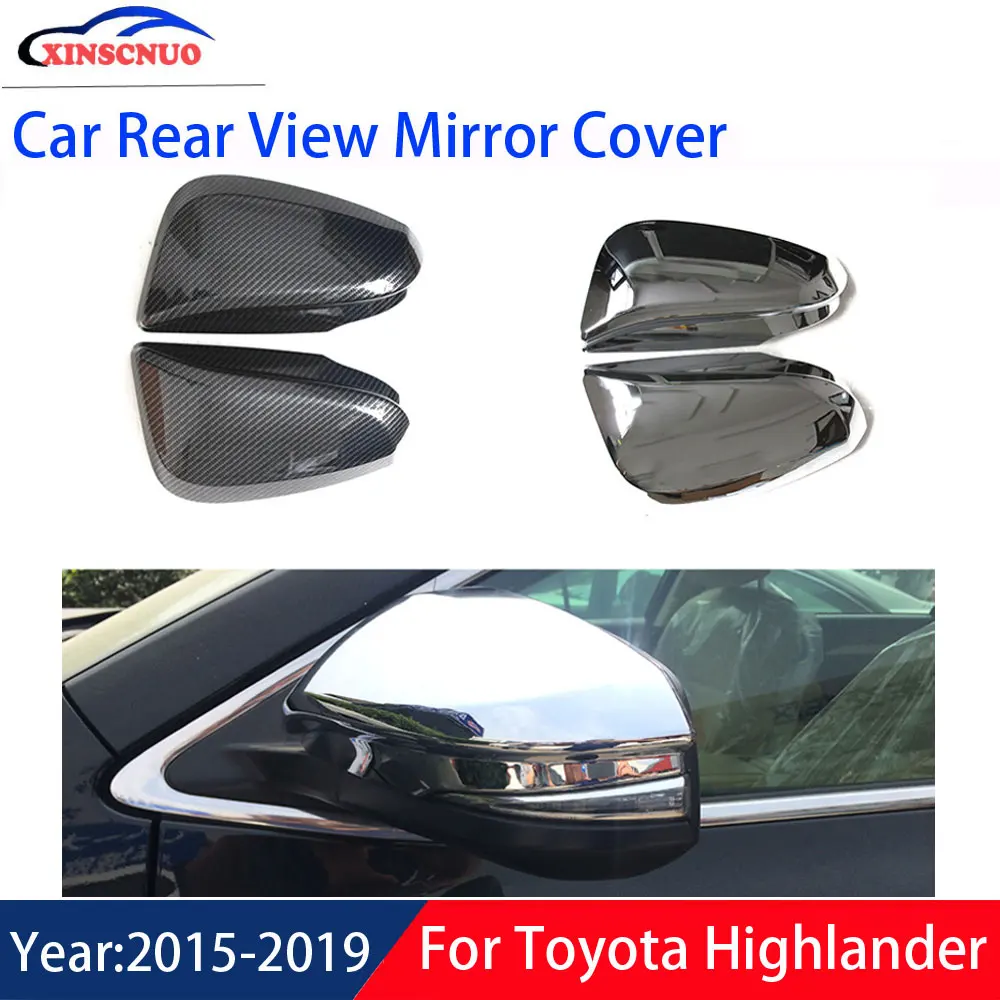 

XINSCNUO 1 Pair Car Rear View Mirror Cover For Toyota Highlander 2015-2018 2019 Mirror Covers Caps Replacement