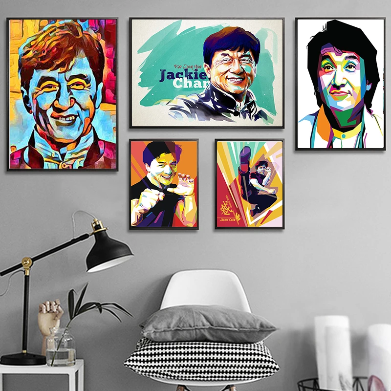 Famous Movie Star Jackie Chan Posters And Prints For Living Room Chinese Kung Fu Superstar Canvas Painting Wall Art Home Decor