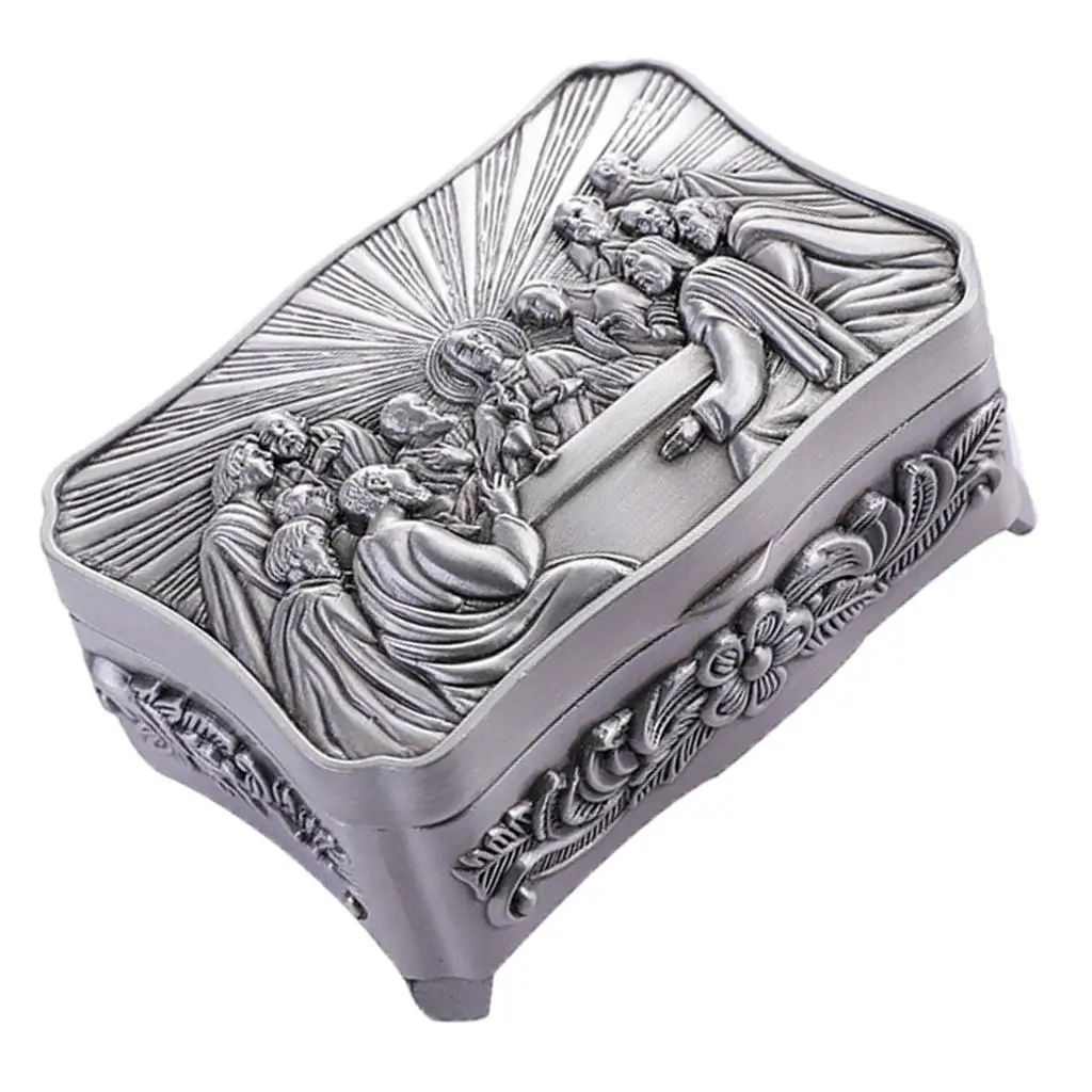 1x Jewellery Box for Women Engraved Trinket Box Vintage Silver Jewelry Case Gift