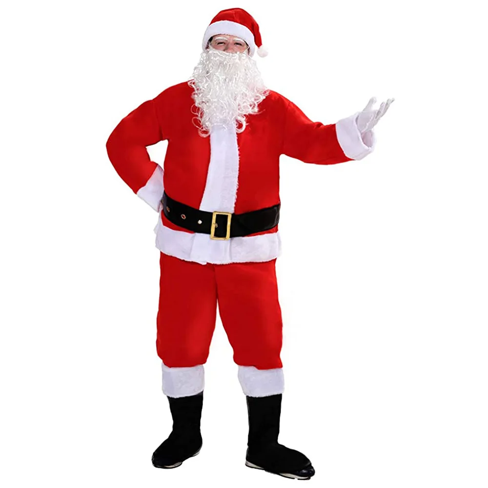 Luxo masculino papai noel cosplay traje adulto natal ternos de ano novo