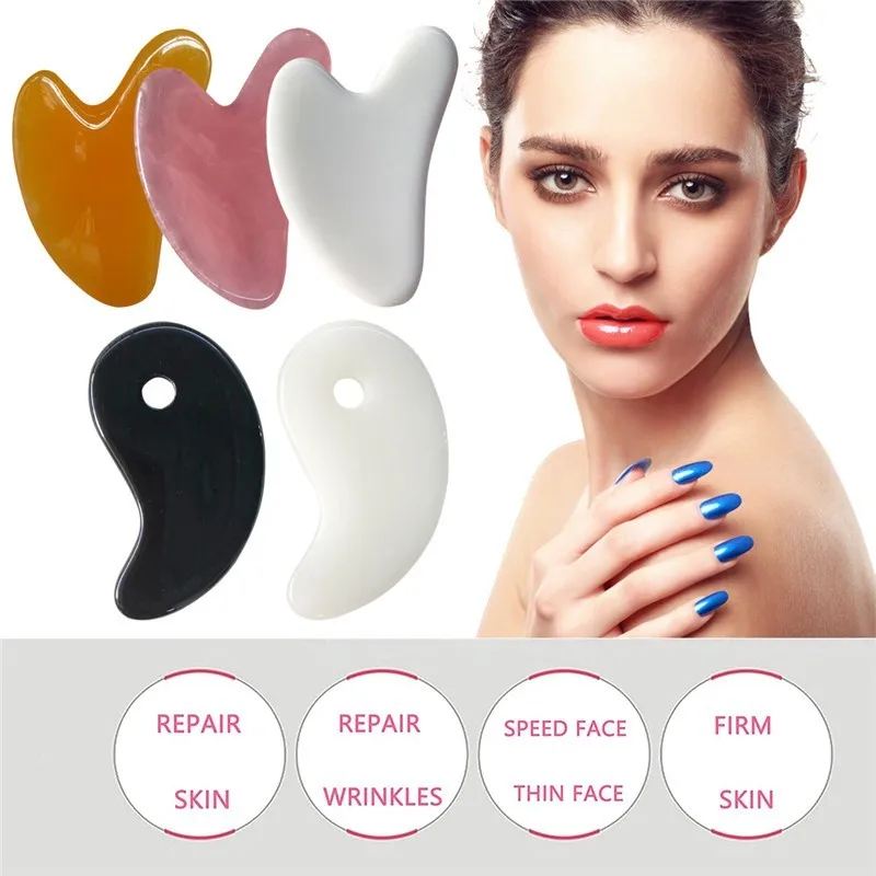 Gua Sha Board Facial Scraping Scrapping Plate Body Massage Tool New SPA Massage Bianstone/Beeswax Guasha Scraping For Neck Back