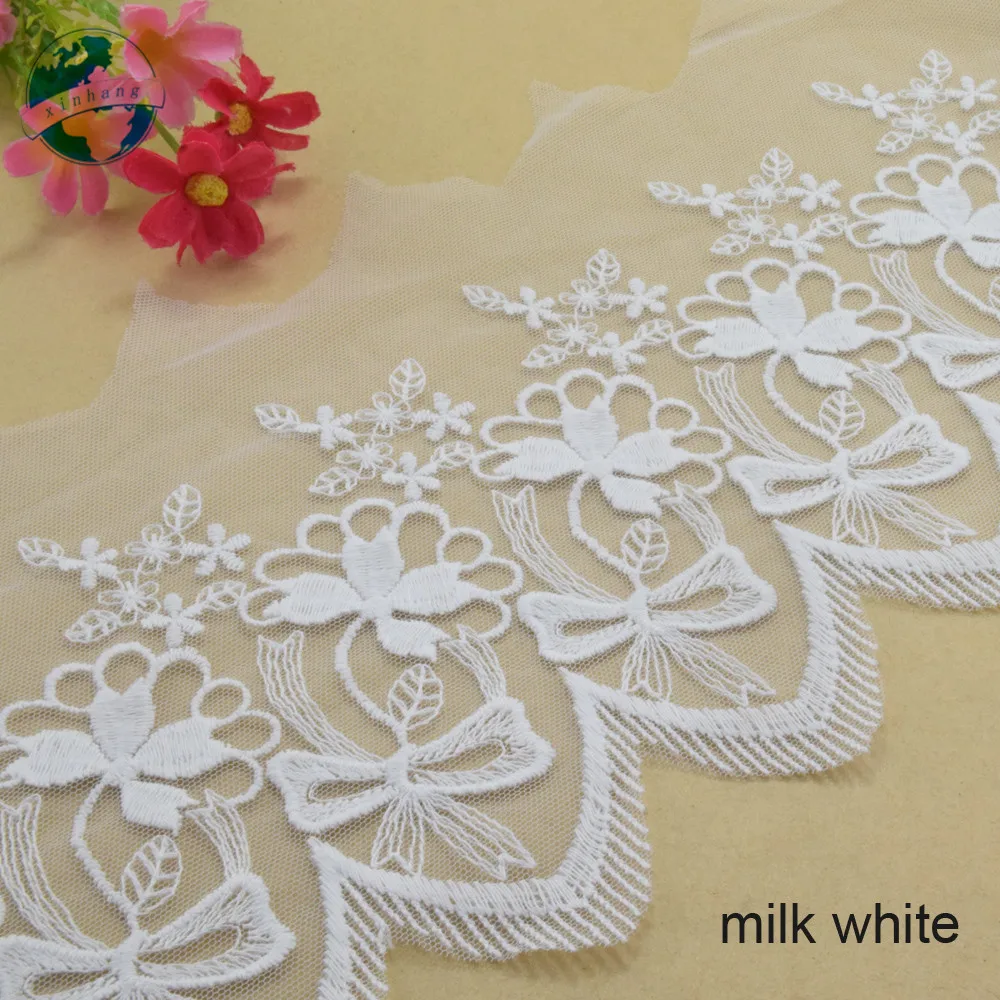 16cm Wide Cotton Embroidery Lace Sewing Ribbon Guipure Trim Wedding Decoration DIY Dolls Colthes Accessories Lace Edge#4029