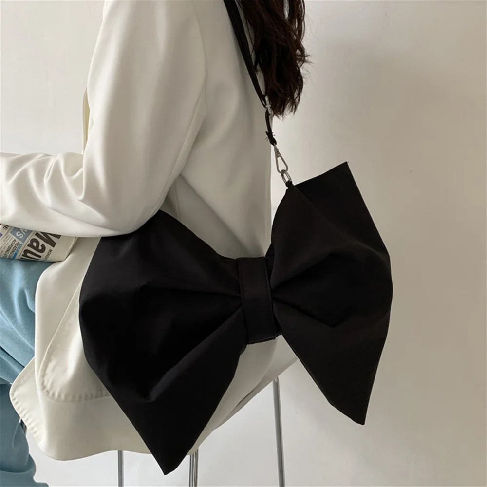 Cute Lolita Canvas Bag Girls Bow Design Japanese Diagonal Single Shoulder Bag Large Capacity Bow Kawaii Red Pink Black Lo Bags