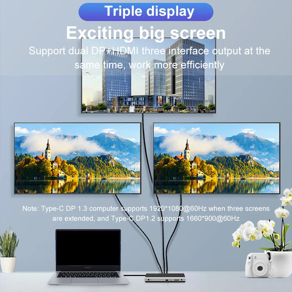 Wavlink USB-C Triple Display MST Docking Station 4K 60Hz with DP and HDMI-Compatible Gigabit Ethernet Power Delivery For Laptop