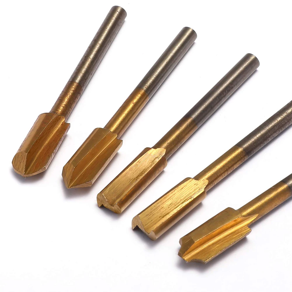 Set di frese rotanti HSS con rivestimento in titanio da 10 pezzi gambo da 1/8 ", per la lavorazione del legno, foratura, intaglio del metallo, incisione, lucidatura, RR10A