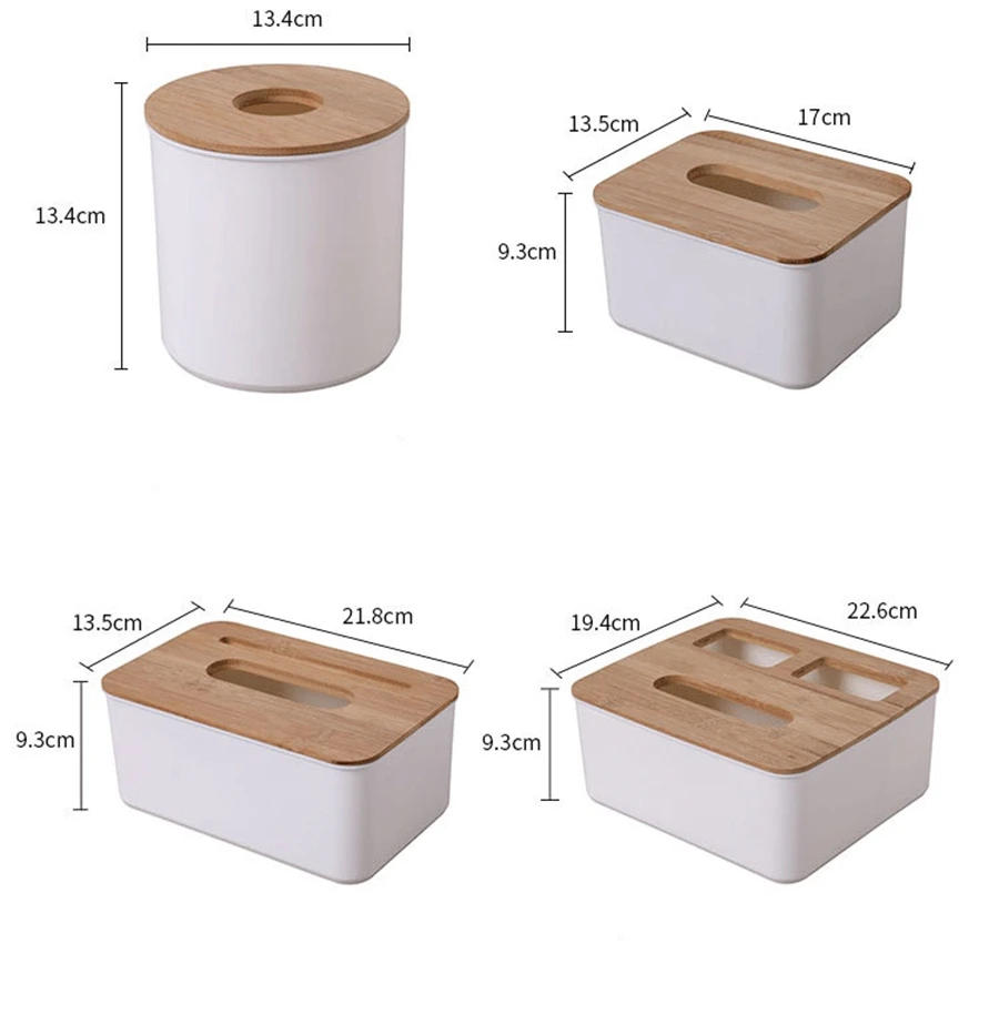 New Plastic Tissue Box with Bamboo Lid Holder Kitchen Storage Box Office Home  Table Organizer Car Tissue Box With Phone Shelf