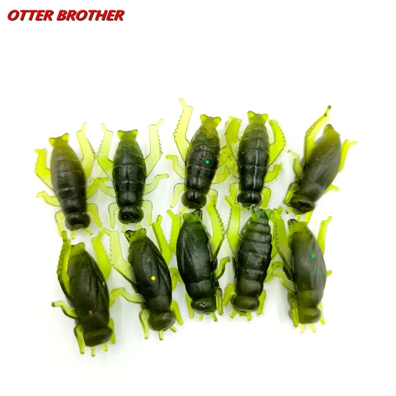 10/30pcs Soft Cricket Insect  Fishing Bait Artificial Lightweight Grasshopper Lures Floating Ocean Wobblers Silicone Bait Pesca