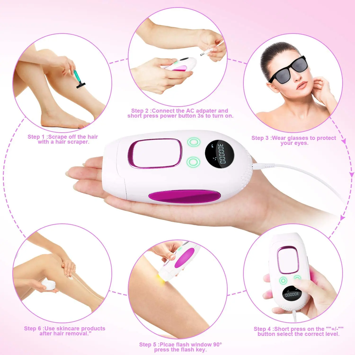 Laser Hair Removal for Women Permanent IPL Hair Removal Device for Whole Body 999,900 Flashes Painless Hair Remover Machine