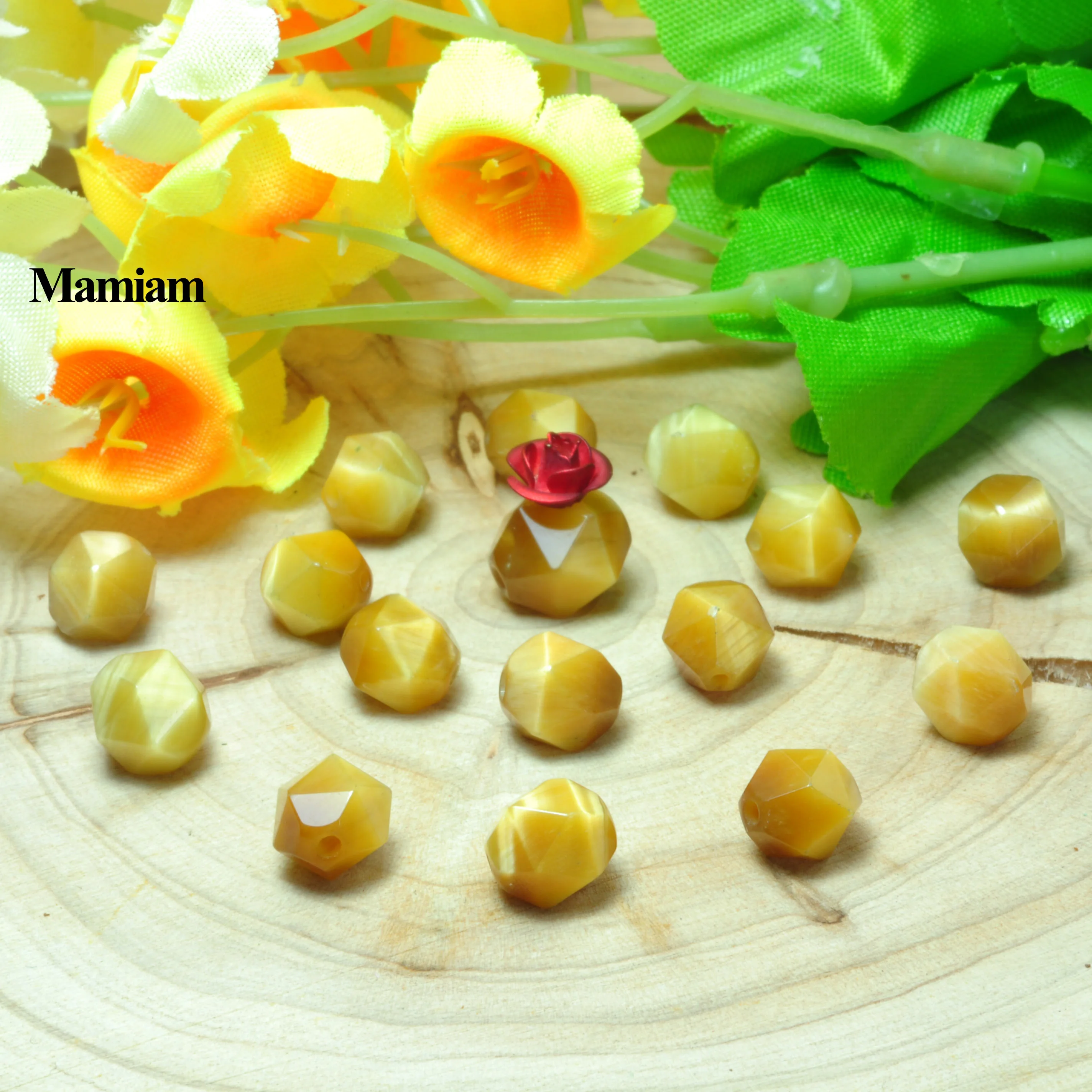 

Mamiam Natural Golden Tiger Eye Diamond Faceted Beads 8mm 10mm Loose Stone Diy Bracelet Necklace Jewelry Making Gemstone Design