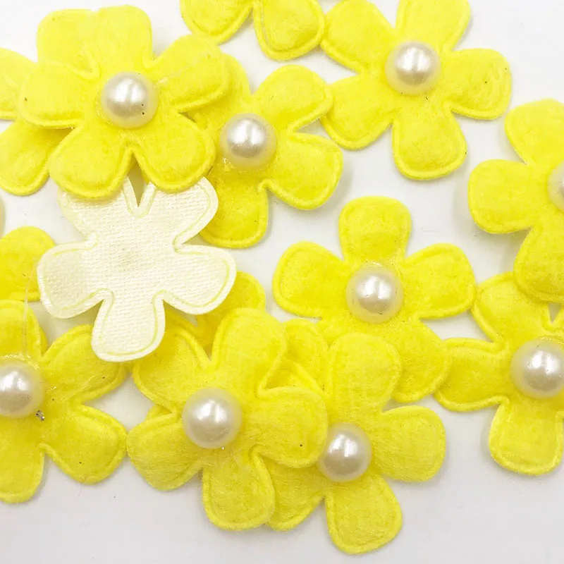 50 pieces 1\'\' Padded Felt Flower Appliques (9 colors) A228