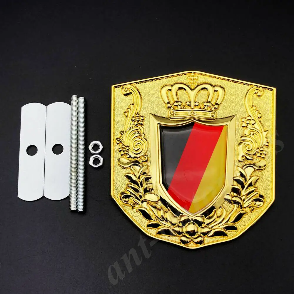 

Металл Золотая Германия Флаг Deutschland Королевская Корона Автомобильная Передняя Решетка Эмблема Значок