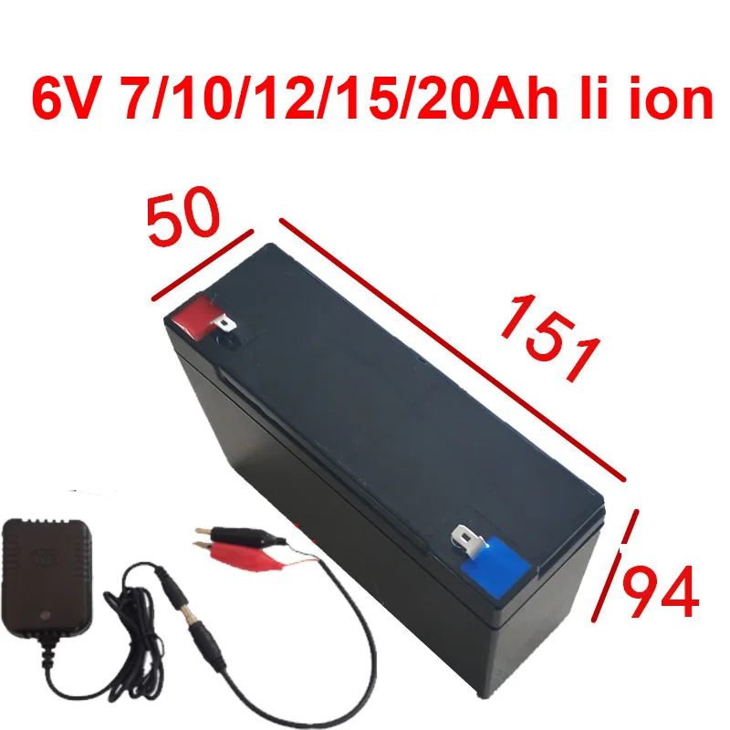 6v 7ah 10ah 12ah 15Ah 20Ah  lithium battery for Electronic scale security monitoring  Access control children toy + 1.5A charger