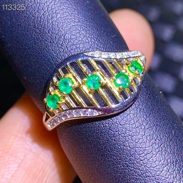 Jewelry 925 sterling silver natural emerald girl ring micro-set luxury fashion new faceted ellipse can be reviewed