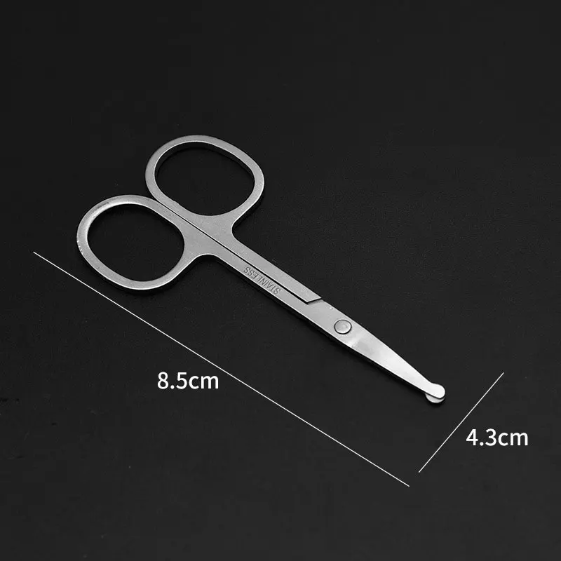 100% New 1pc Stainless Steel Mini Portable Curved Mustache Nose Ear Hair Remover Scissor Trimmer Safety Tips