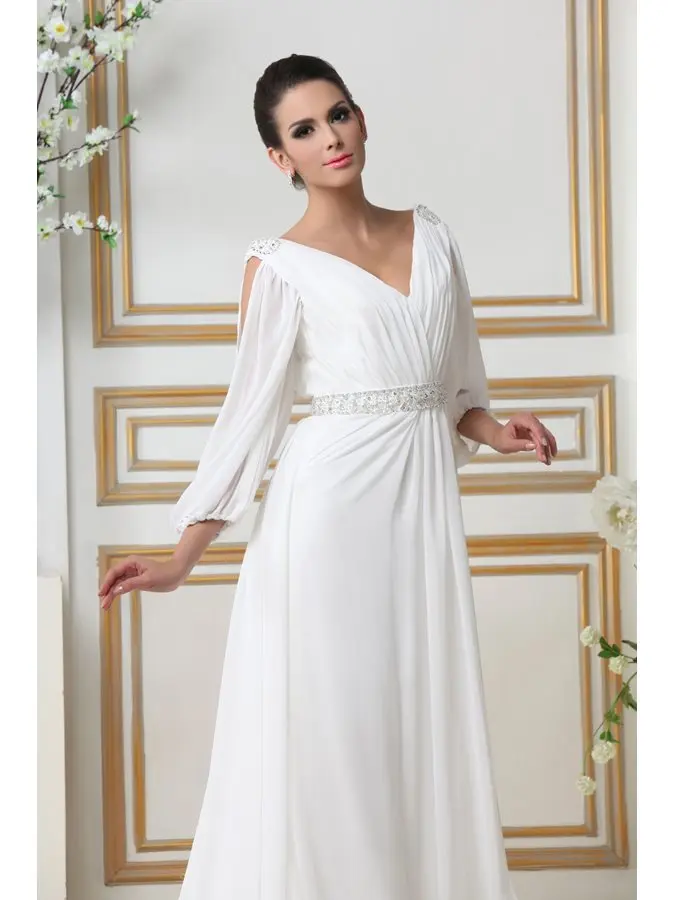 2021 Summer Beach Chiffon Wedding Dresses Vestido De Noiva Sequins Beading V-neck Long Bridal Gowns Plus Size