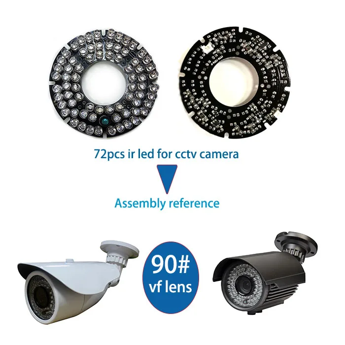 Luces LED IR de alta calidad para cámara CCTV, 72 unidades, con FY76-72V4-F de larga distancia