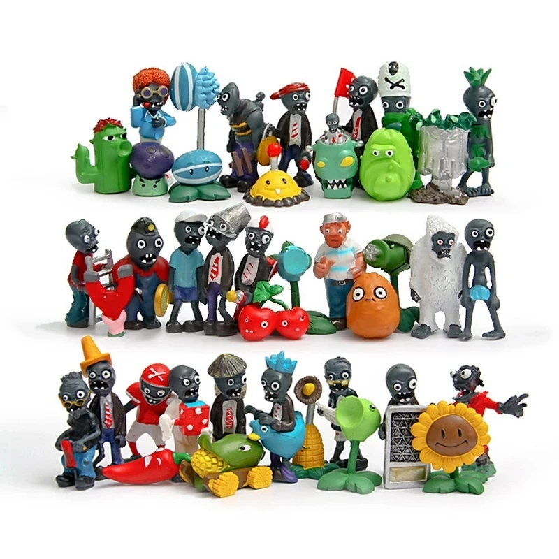 40pcs/lot Plants vs Zombies Figures Toys PVZ Sunflower Peashooter Catus Nut Hat Zombies PVC Action Figure Model Toy Kids Gifts