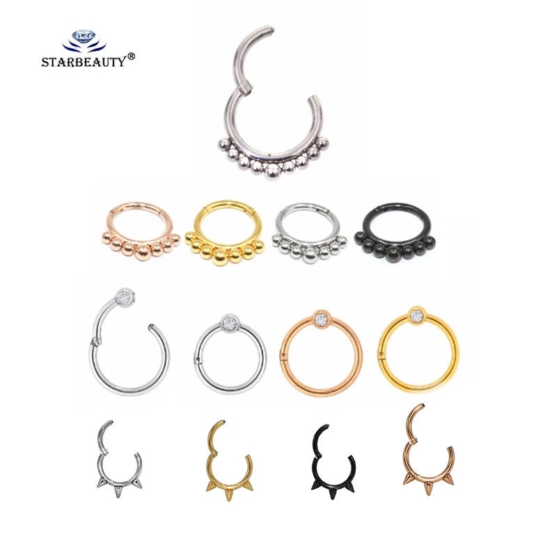 Anillo de aro de acero quirúrgico, 16G, para la nariz, Labret, de la oreja Tragus, cartílago, Daith Helix, pendiente, 16g, joyería para Piercing, Septum, Clicker, 1 ud.