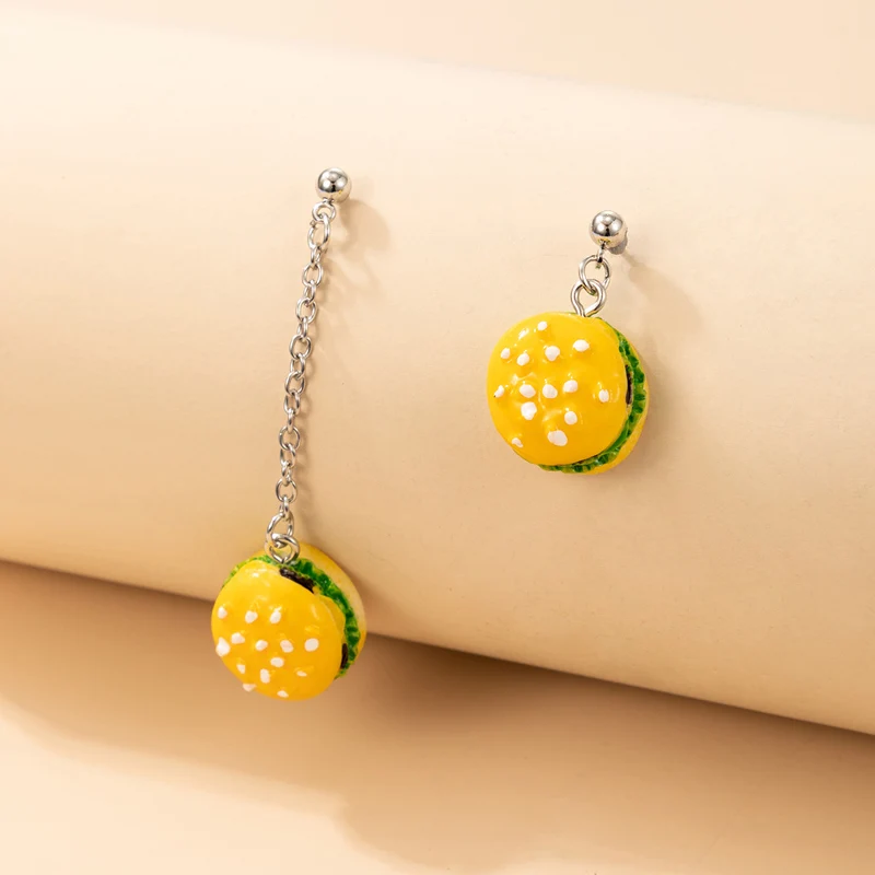 docona Cute Fruit Vegetable Dangle Earrings for Women Fresh Strawberry Orange Burger Biscuit Pumpkin Geometry Party Jewelry