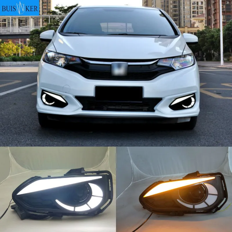 

2PCS LED Daytime Running Light For Honda Fit Jazz 2018 2019 Car Accessories Waterproof 12V DRL LED Fog Lamp Decoration