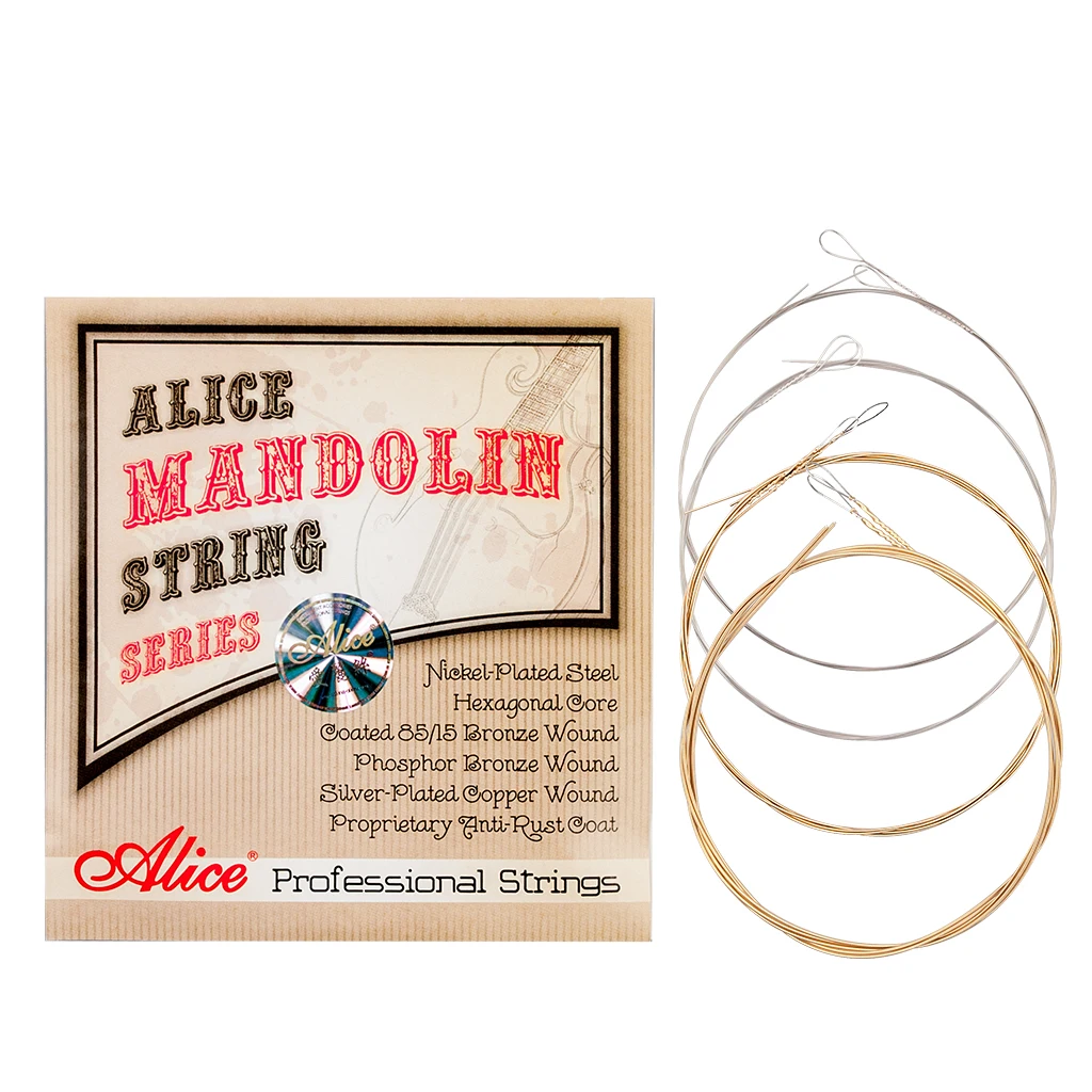 

Alice AM06 Mandolin Strings Set .010-.034 Coated 85/15 Bronze Wound Plated Steel 4 Anti Rust Coat 1 SET