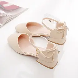 Sandali con punta stretta donna, tacchi bassi con punta quadrata, 2021 nuove scarpe da lavoro morbide, cinturino con fibbia alla caviglia, cerniera posteriore, albicocca, Beige,Dropshipping