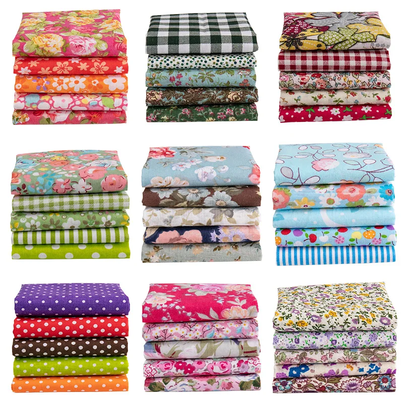 25*25cm /Pc Vintage Printed Patchwork Fabrics Doll Handmade Accessories Floral Cotton Fabrics For DIY Quilting Crafts TJ0537-2