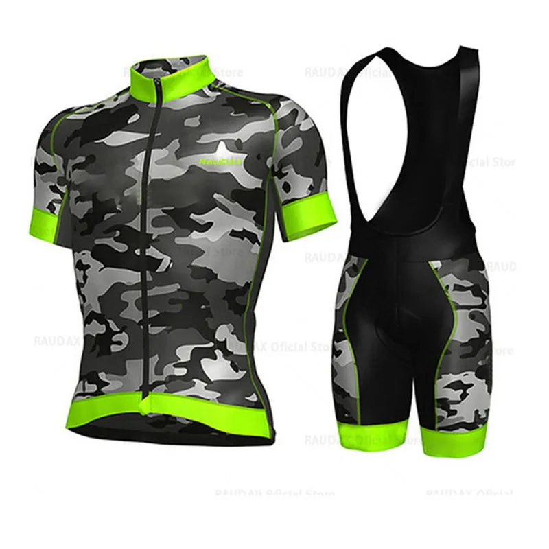 

Cycling Jersey 2025 Short Sleeve Cycling Clothing Camouflage Green Summer Breathable MTB Men Bike Bib Shorts Ropa Ciclismo