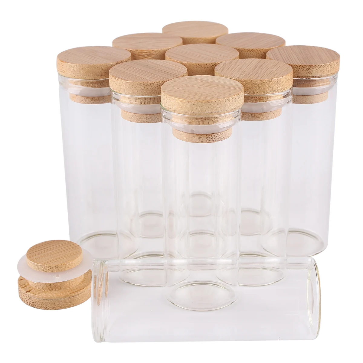 

24 pieces 40ml 30*80mm Test Tubes with Bamboo Caps Glass Jars Glass Vials Wishing Bolttes Wish Bottle for Wedding Crafts Gift