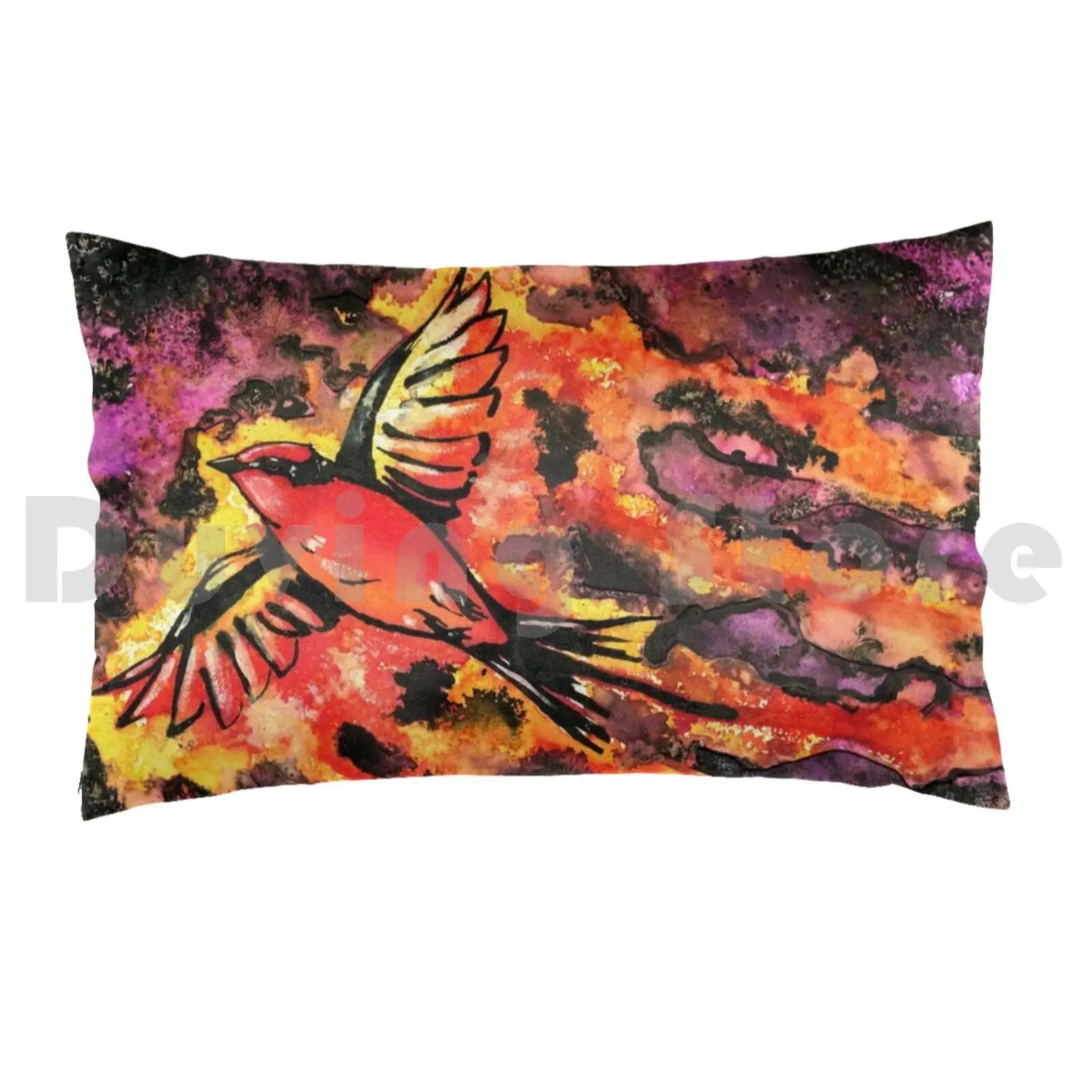 Vermillion Flycatcher Pillow Case Printed 50x75 Vermillion Flycatcher Flycatcher Firebird Firecatcher Birds