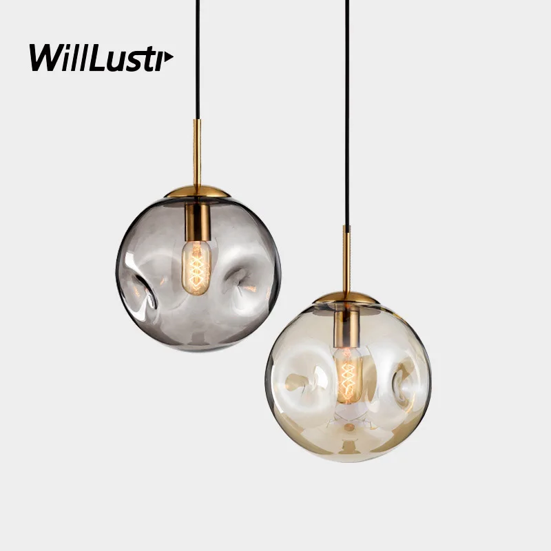 Light Luxury Glass Pendant Lamp Smoke Cognac Suspension Lighting Hotel Restaurant Bar Cafe Bakery Shop Bedroom Nordic Chandelier