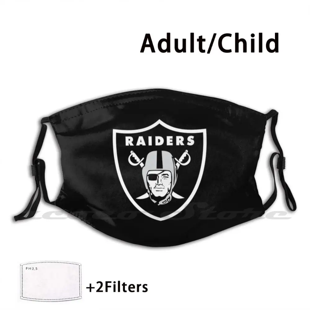 Raiders maska Oakland dla dorosłych zmywalny filtr Pm2.5 Logo kreatywność Raider Logo