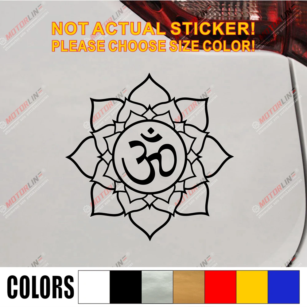 Lotus Om Yoga Symbol Car Decal Sticker Vinyl Buddhism Buddha India Die cut no background pick color and size style2