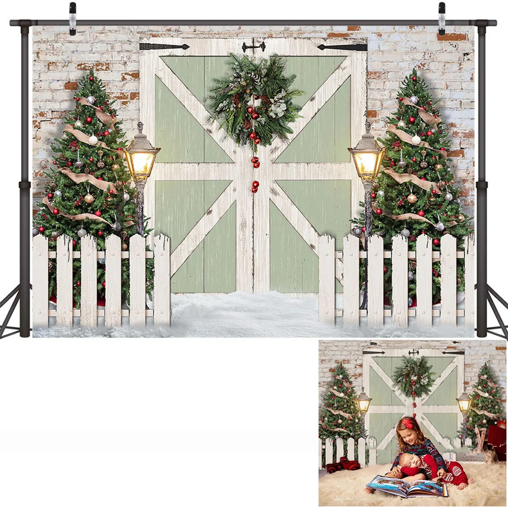 Inverno Natale Camino Ritratto Sfondo fotografico Finestra di neve Torta Smash Sfondo Alberi di Natale Buon Natale Photocall