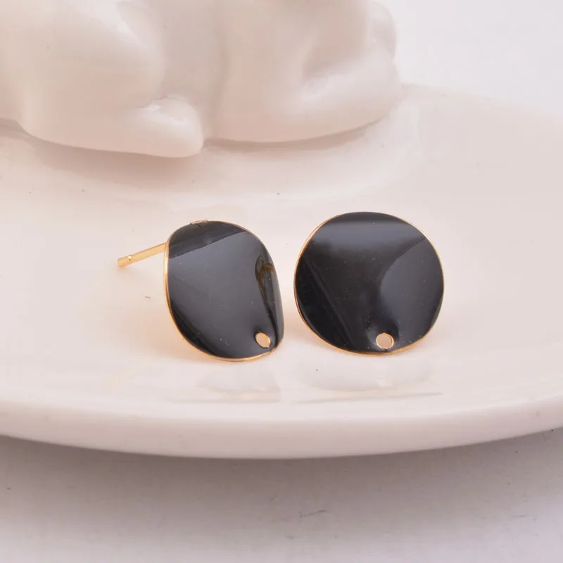 20pcs Gold Enamel Round Earring Setting Connector Charms High Quality Red Blue Black Earrings Findings