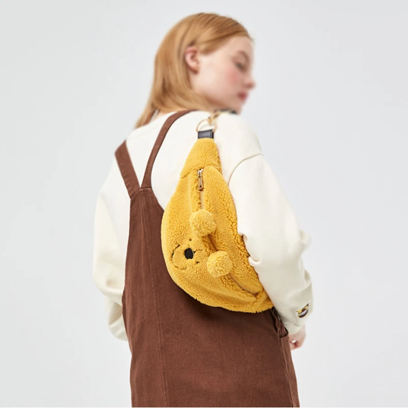 น่ารักการ์ตูนดิสนีย์ Winnie The Pooh ตุ๊กตาตุ๊กตาตุ๊กตาของเล่นตุ๊กตา Crossbody กระเป๋าสะพายกระเป๋าทรวงอก Fanny Pack หญิง