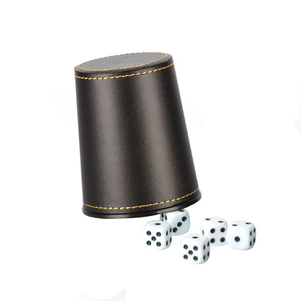 New Leather PU Trumpet Flannel Dice Cup Bar KTV Entertainment Dice Cup With Dices