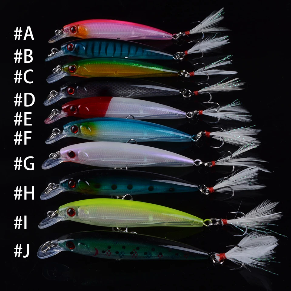 Fishing Lure Minnow Wobblers Pencils Hard Bait with Feather Hooks Fishing Tackle 7G 9CM Isca Artificial Bait Crankbaits Swimbait