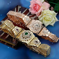 Sunspicems Chic Moroccan Belt for Women Gold Silver Color Rhinestone Waist Chain Adjustable Bridal Caftan Belt Wedding Jewelry