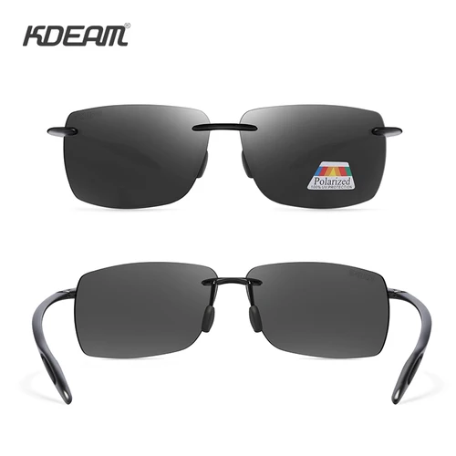 Imagen 2 del producto KDEAM Gafas de sol rectangulares sin montura para hombre, gafas de sol polarizadas ultraligeras TR90 con montura UV400, gafas de sol deportivas