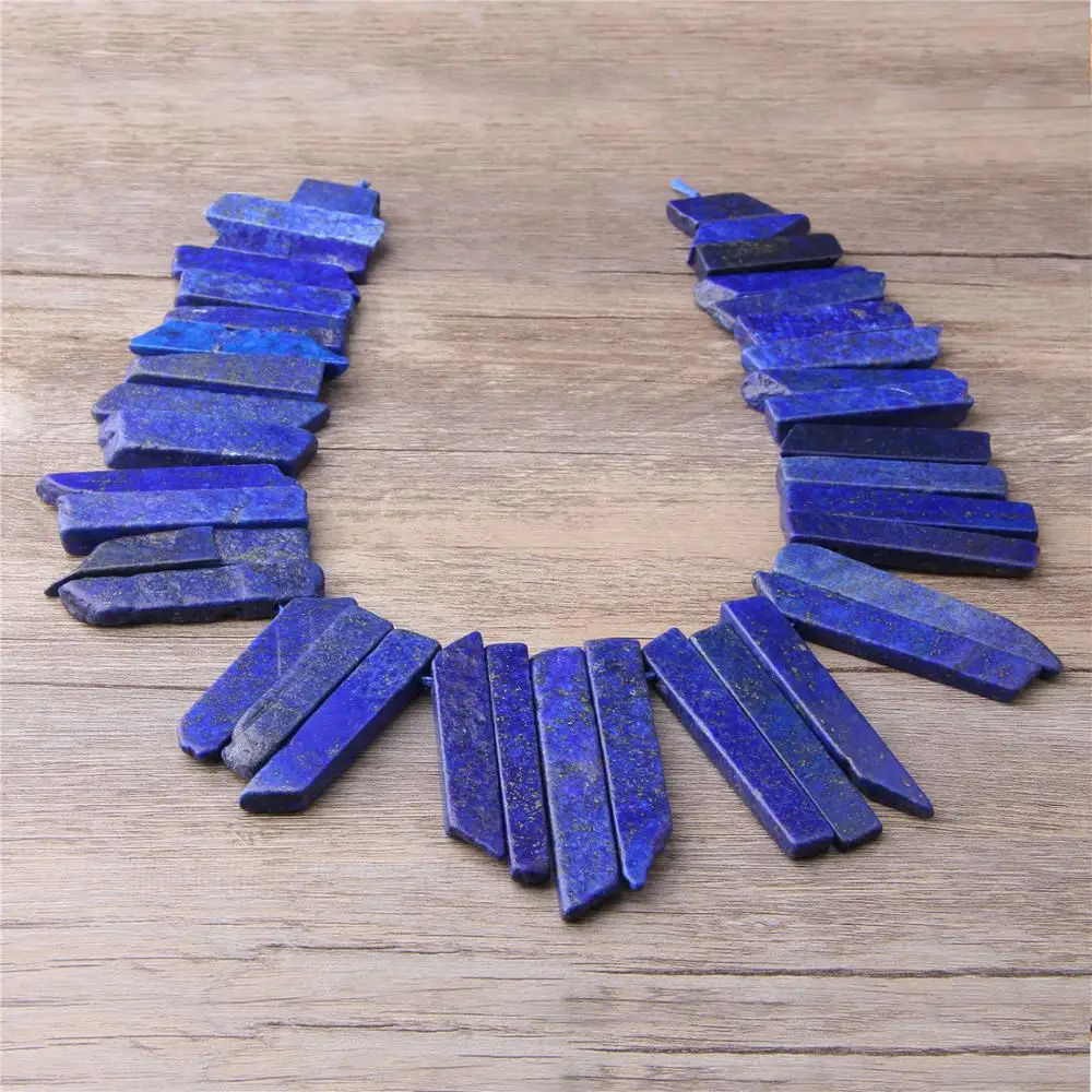 

Natural flat blue Lapis lazuli stone Point Stick beads Top Drilled loose Beads Pendants necklace Accessories For jewelry making