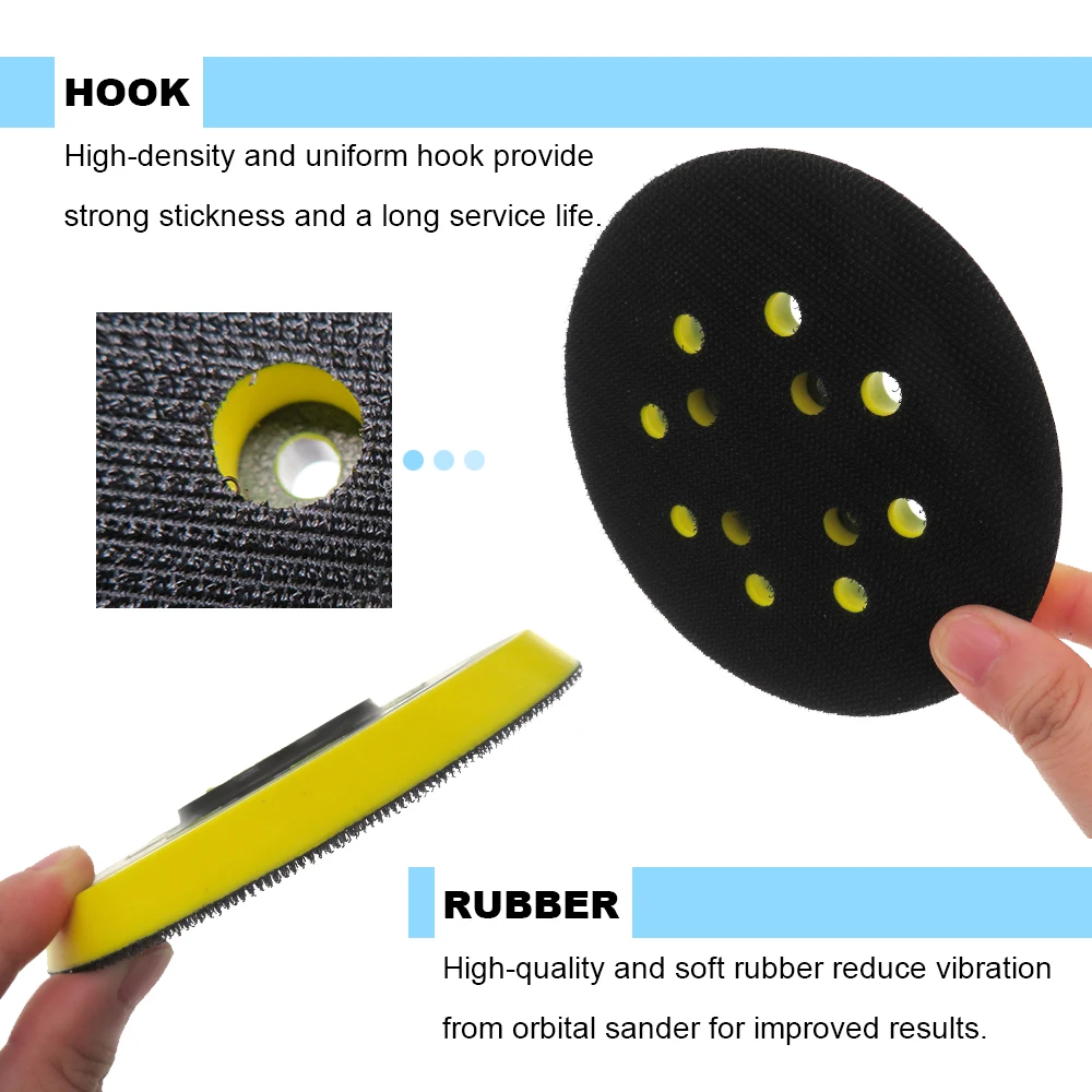 Platorello abrasivo a 8 fori da 5 pollici piastra di supporto a strappo per strumenti Sandin RYOBI RSE 1250 levigatrice orbitale casuale smerigliatrice utensili abrasivi