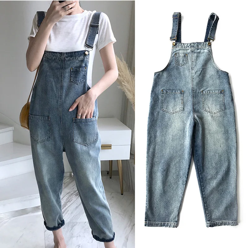 

Korean Denim Straps Slim Jumpsuit Casual Overalls Women Loose Slim Rompers